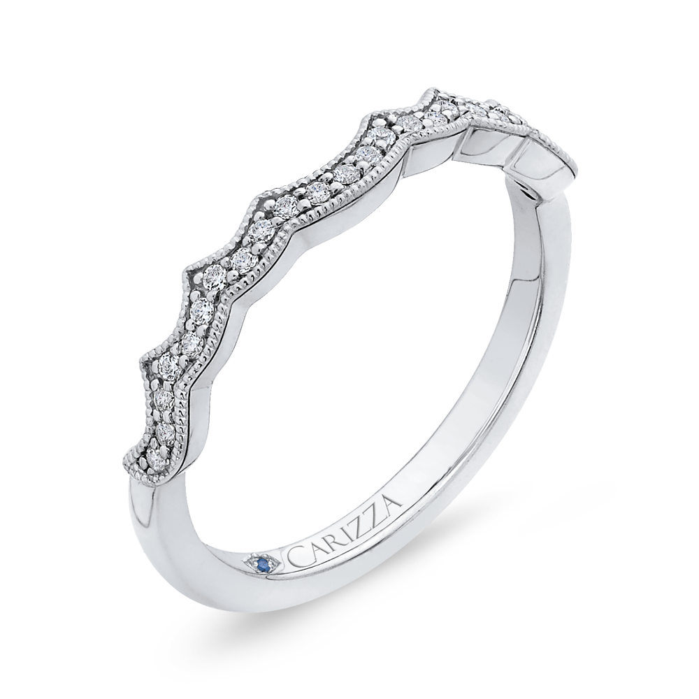 Round Diamond Half-Eternity Wedding Band in 14K White Gold