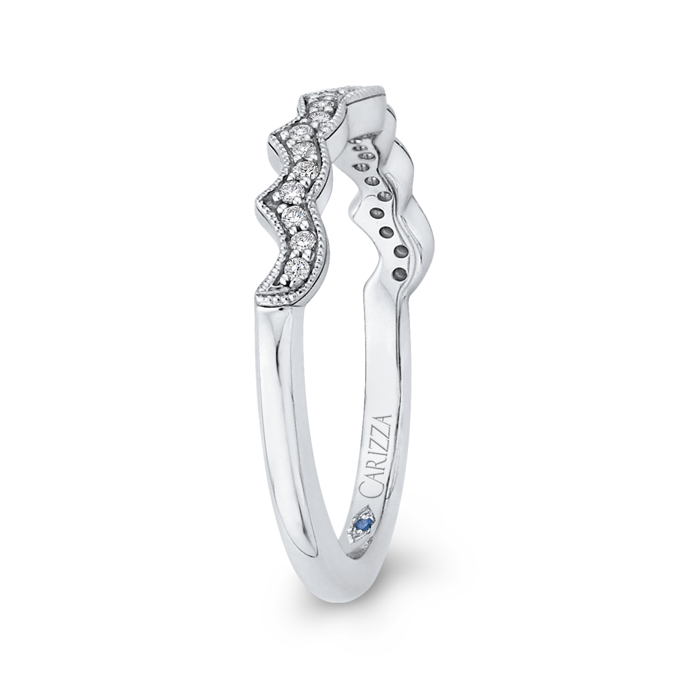 Round Diamond Half-Eternity Wedding Band in 14K White Gold