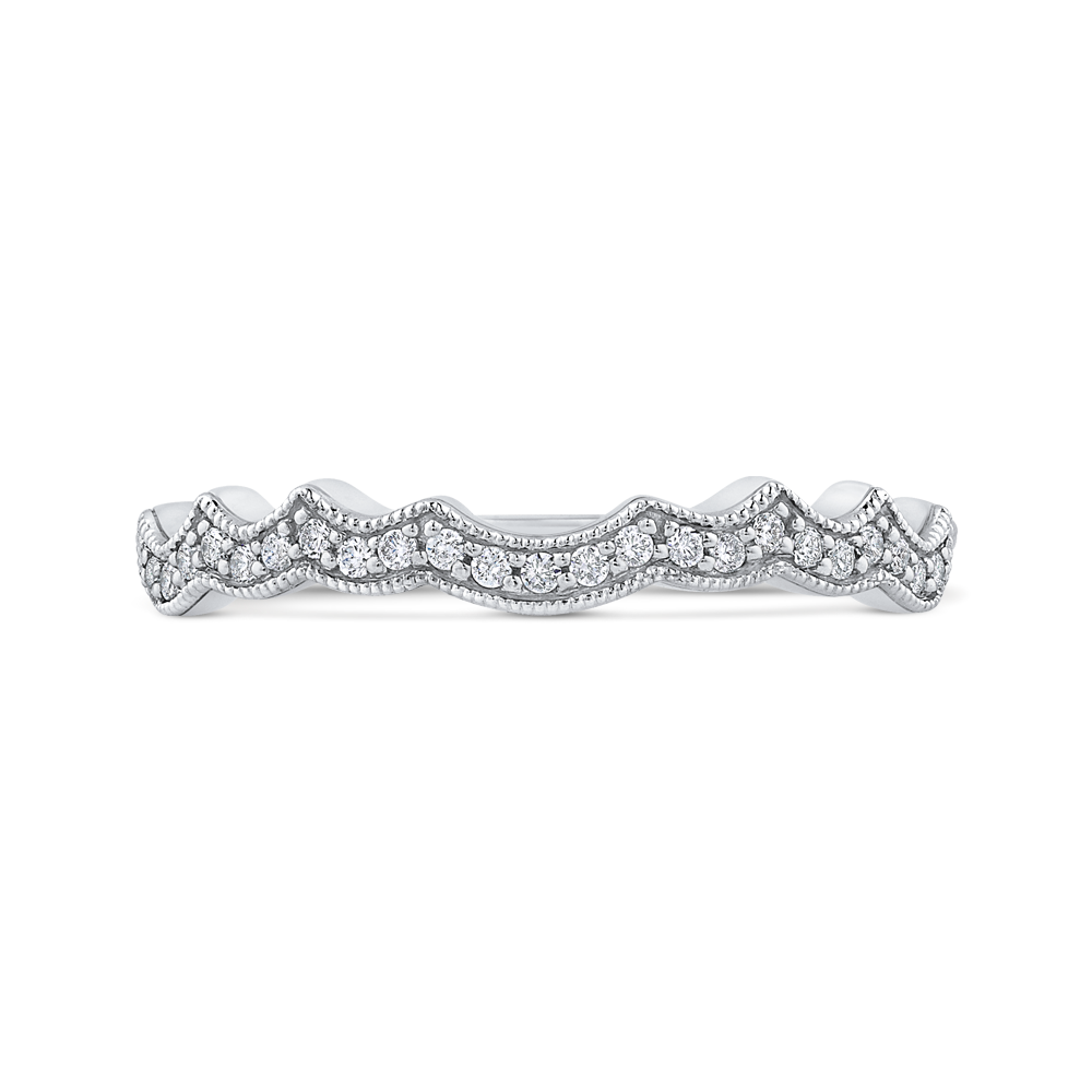 Round Diamond Half-Eternity Wedding Band in 14K White Gold