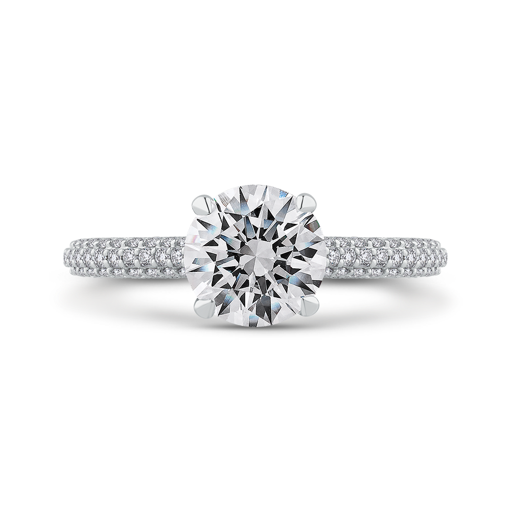 Round Diamond Cathedral Style Engagement Ring in 14K White Gold (Semi-Mount)