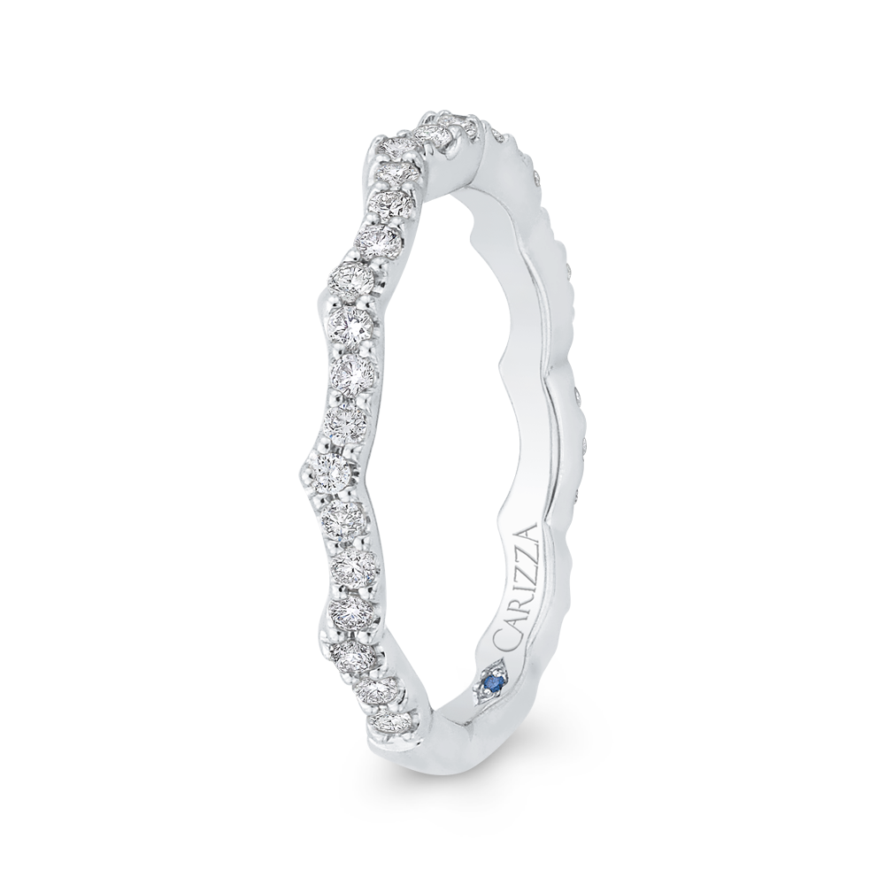Round Diamond Wedding Band in 14K White Gold