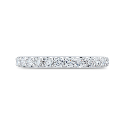 Round Diamond Half-Eternity Wedding Band in 14K White Gold