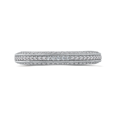 Round Diamond Half-Eternity Wedding Band in 14K White Gold