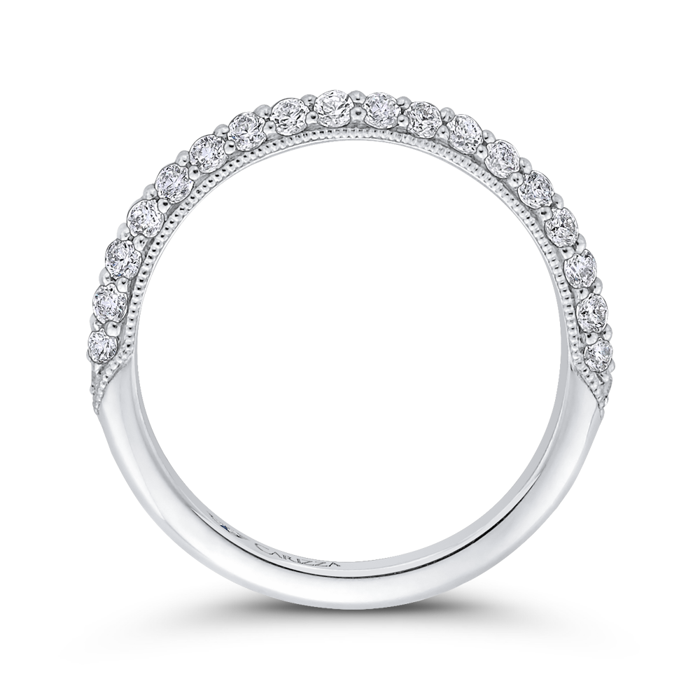 Round Diamond Half-Eternity Wedding Band in 14K White Gold