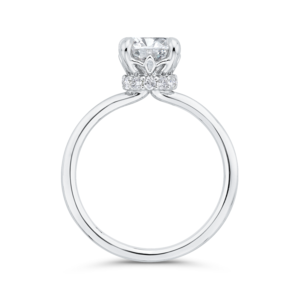 14K White Gold Round Cut Diamond Classic Engagement Ring (Semi-Mount)