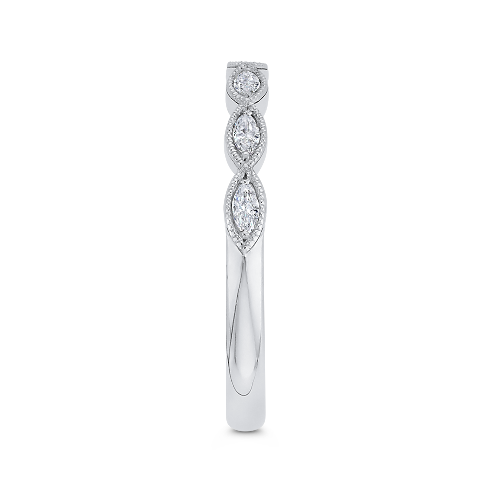 Marquise Cut Diamond Wedding Band in 14K White Gold