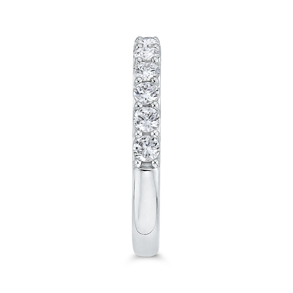 Round Diamond Half-Eternity Wedding Band in 14K White Gold