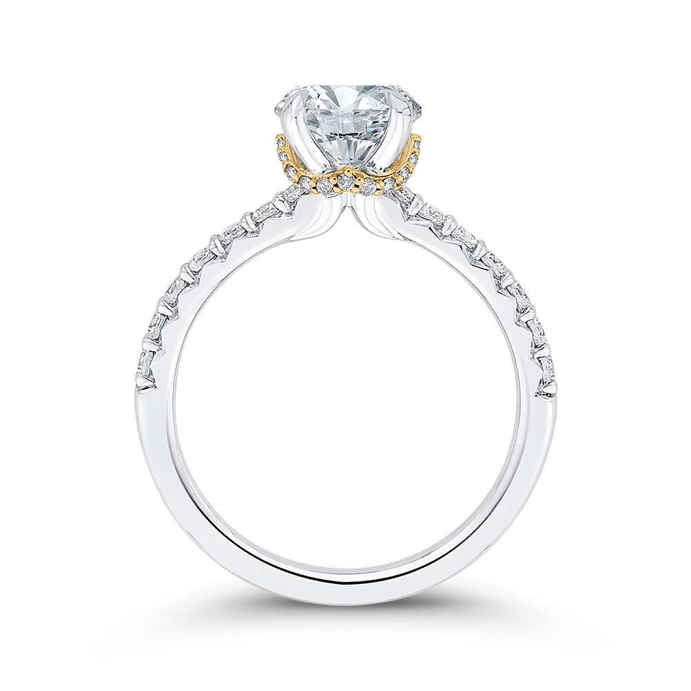 14K Two-Tone Gold Round Diamond Engagement Ring (Semi-Mount)