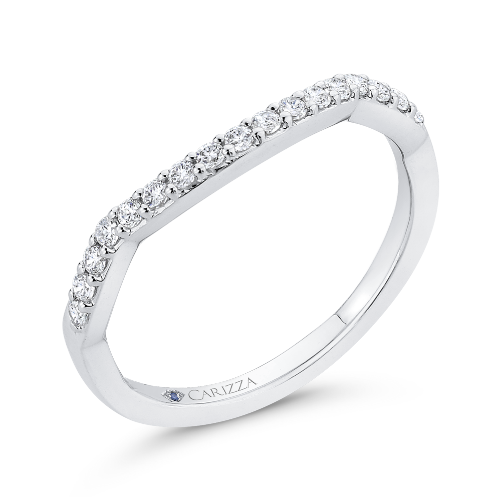 Round Diamond Half-Eternity Wedding Band in 14K White Gold