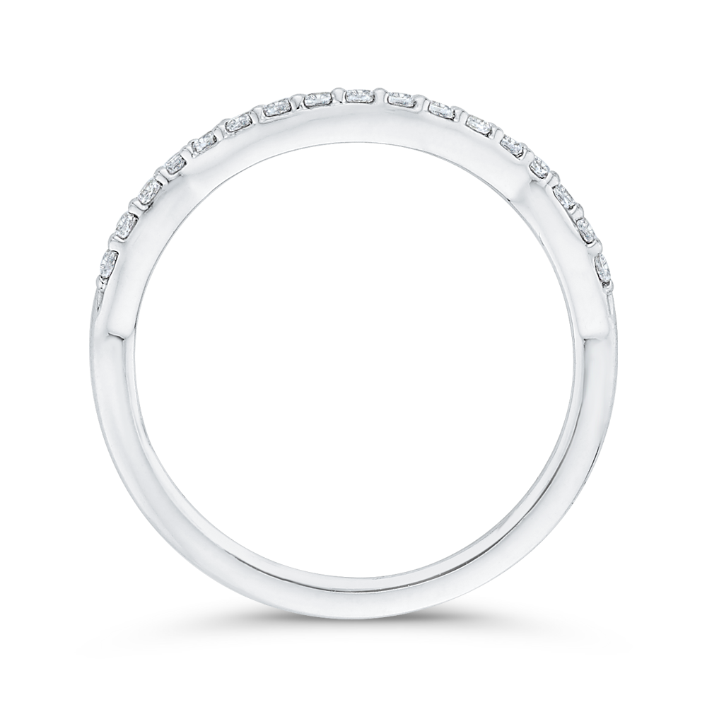 Round Diamond Half-Eternity Wedding Band in 14K White Gold
