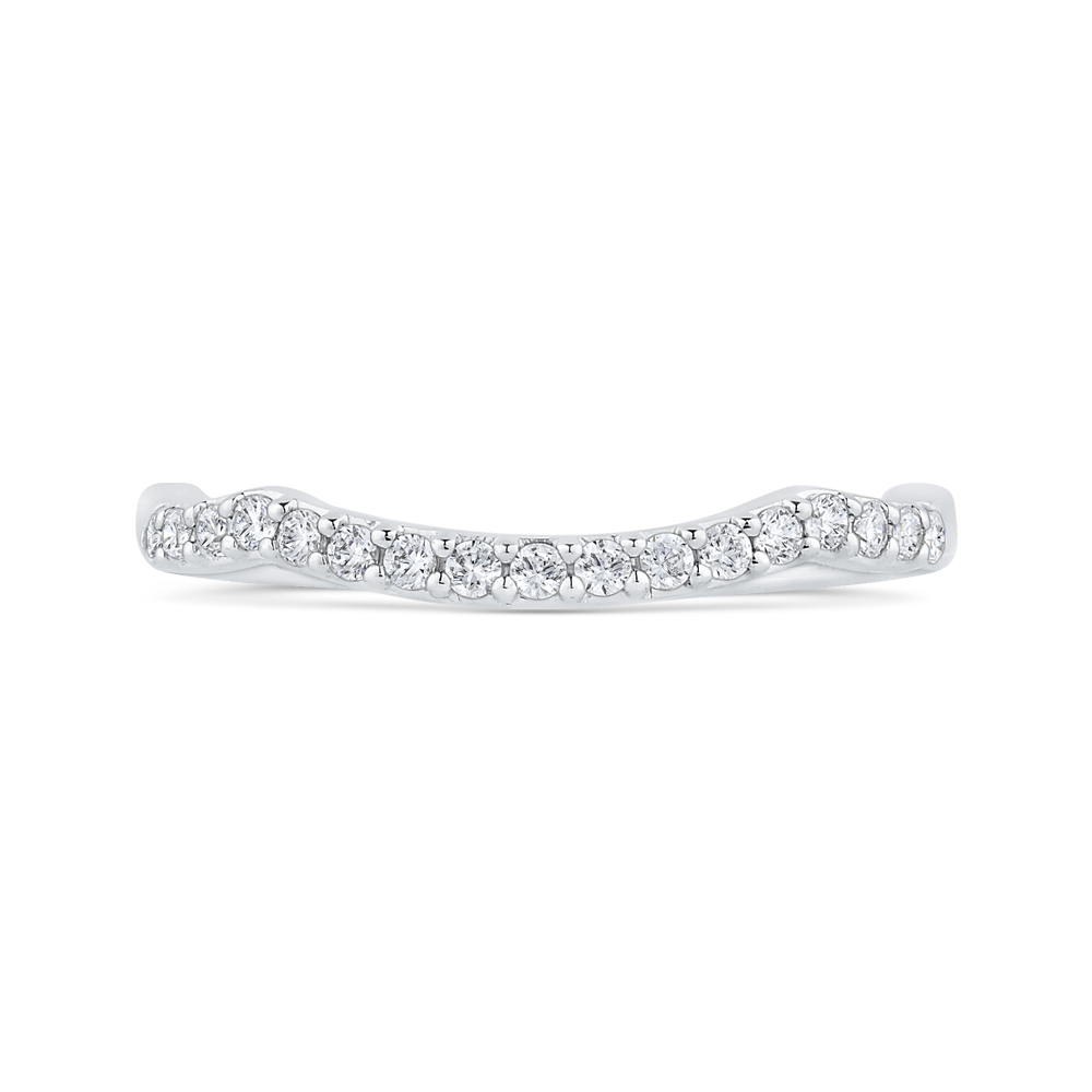 Round Diamond Half-Eternity Wedding Band in 14K White Gold