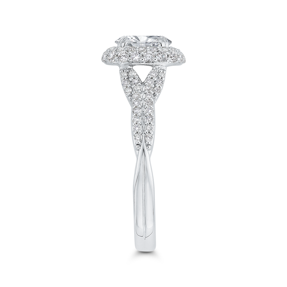 Round Diamond Halo Engagement Ring in 14K White Gold (Semi-Mount)