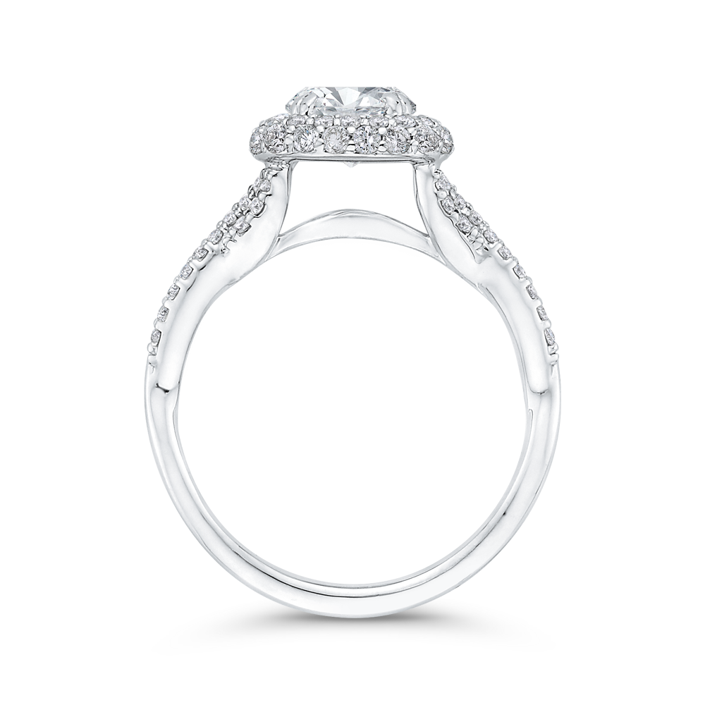 Round Diamond Halo Engagement Ring in 14K White Gold (Semi-Mount)
