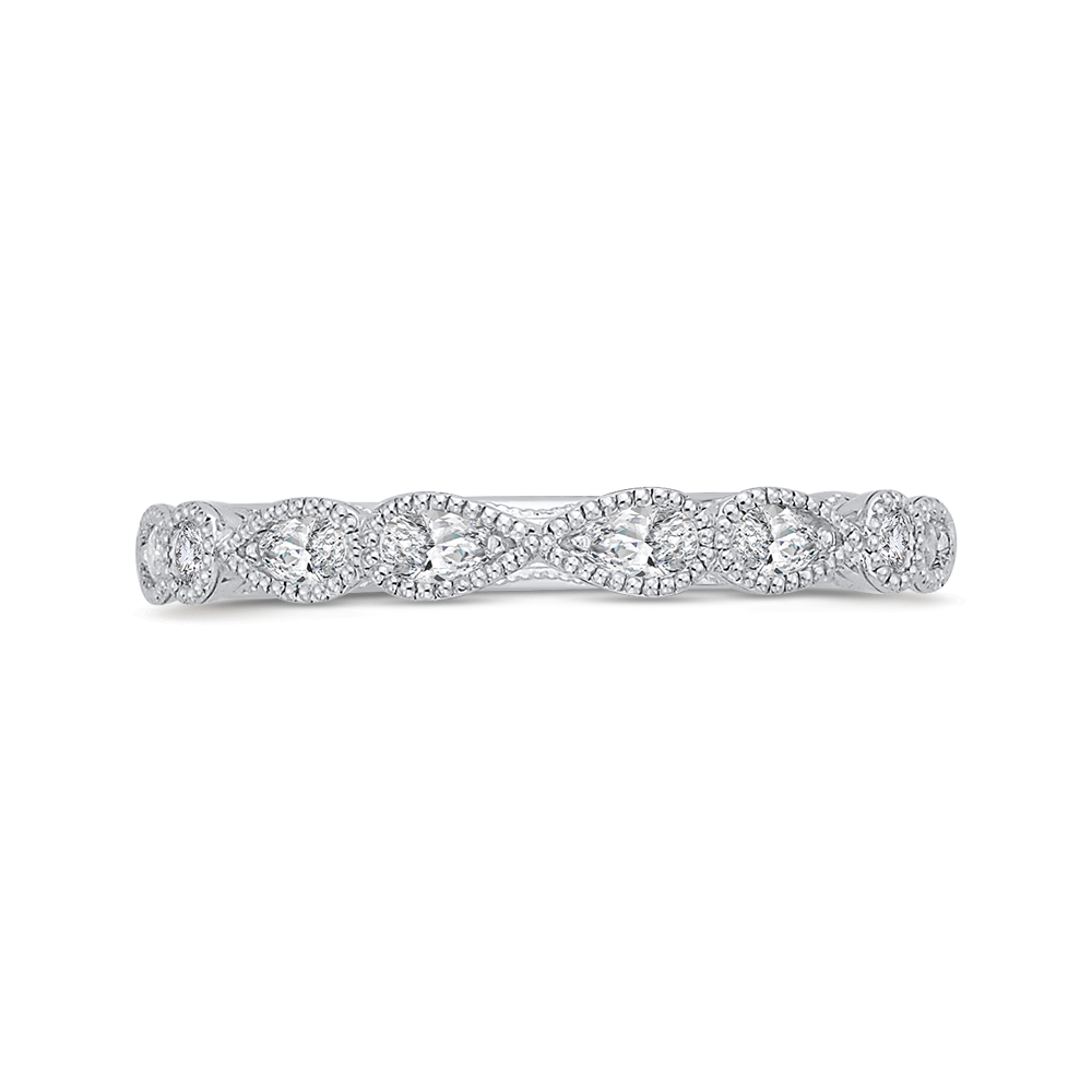 Pear Cut Round Diamond Half-Eternity Wedding Band in 14K White Gold