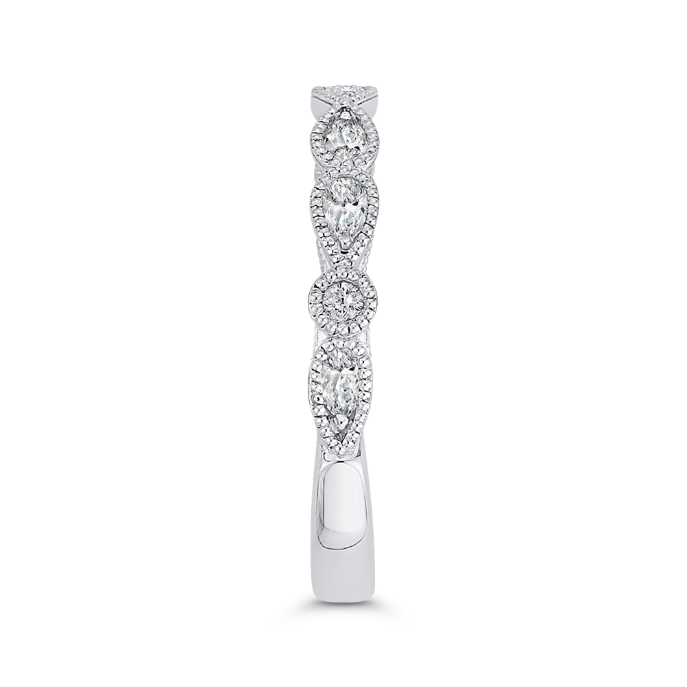 Pear Cut Round Diamond Half-Eternity Wedding Band in 14K White Gold