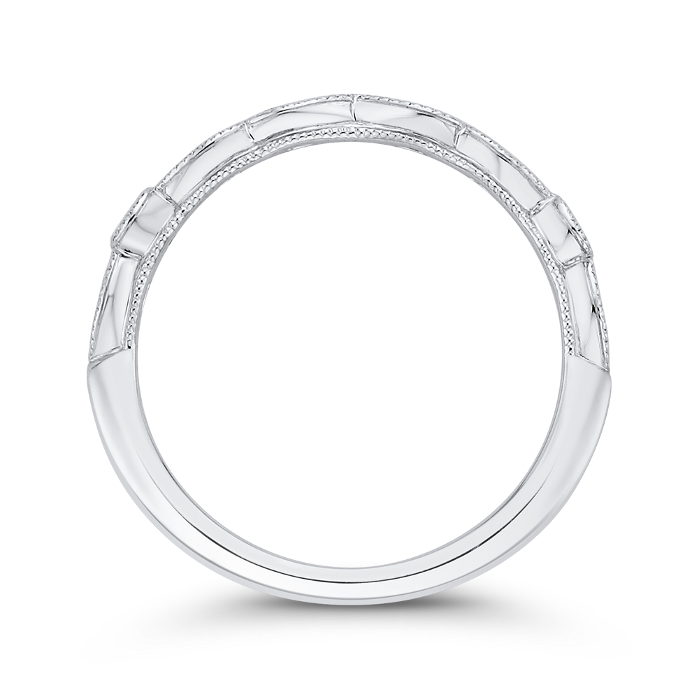 Pear Cut Round Diamond Half-Eternity Wedding Band in 14K White Gold