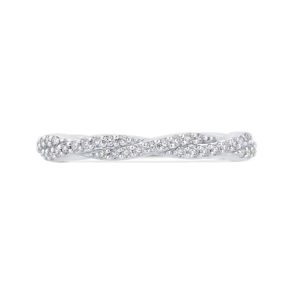 Diamond Crossover Shank Half-Eternity Wedding Band in 14K White Gold