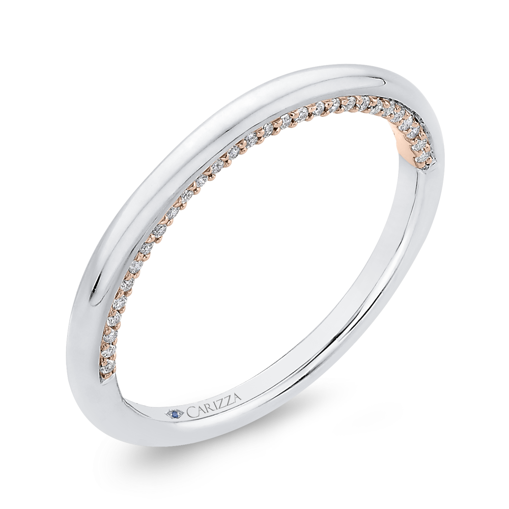 Half-Eternity Round Diamond Wedding Band in 14K Two Tone Gold