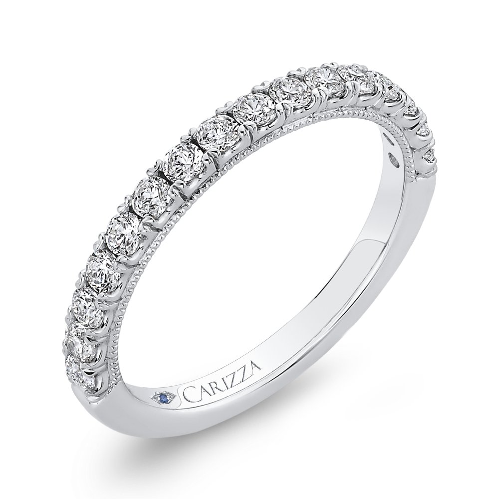Round Diamond Half-Eternity Wedding Band in 14K White Gold