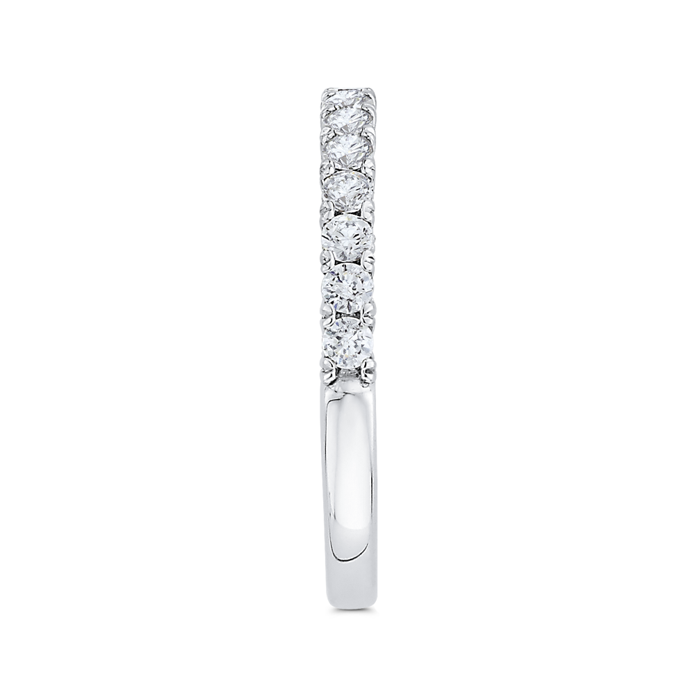 Round Diamond Half-Eternity Wedding Band in 14K White Gold