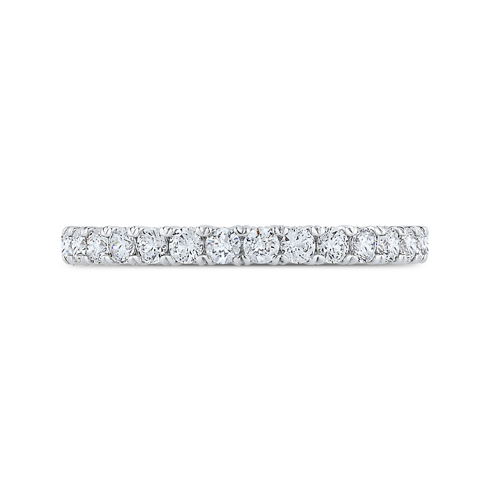 Round Diamond Half-Eternity Wedding Band in 14K White Gold