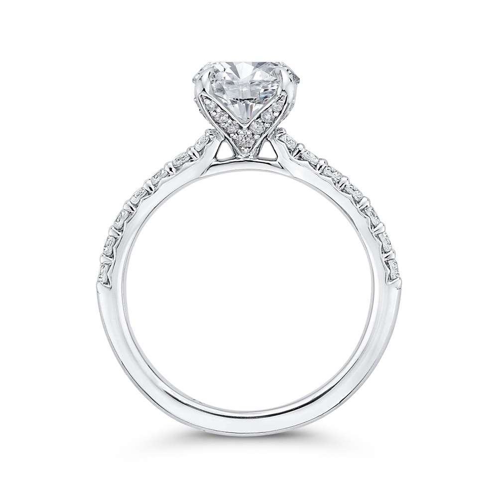 Round Diamond Engagement Ring In 14K White Gold (Semi-Mount)