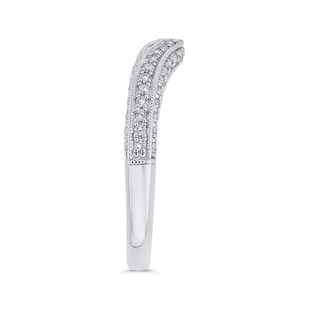 Round Half-Eternity Diamond Wedding Band in 14K White Gold