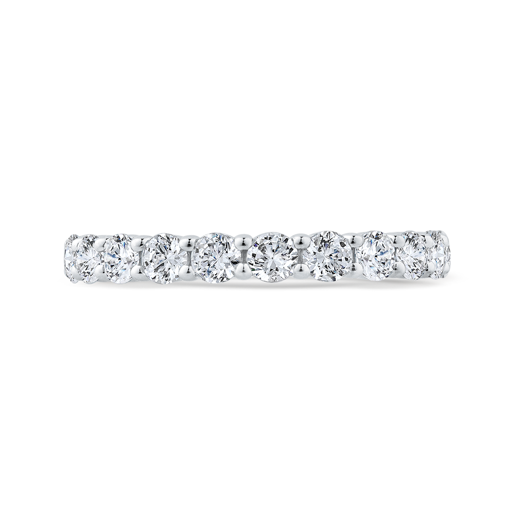 Round Diamond Half-Eternity Wedding Band in 14K White Gold