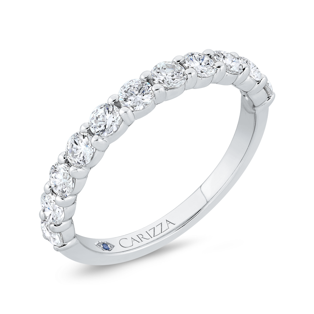 Round Diamond Half-Eternity Wedding Band in 14K White Gold