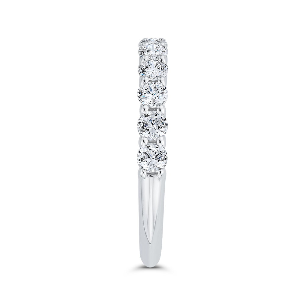 Round Diamond Half-Eternity Wedding Band in 14K White Gold
