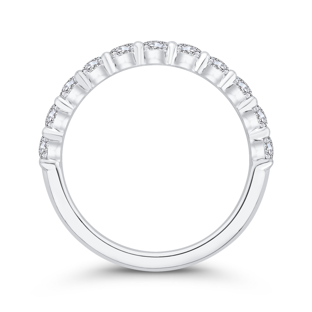 Round Diamond Half-Eternity Wedding Band in 14K White Gold