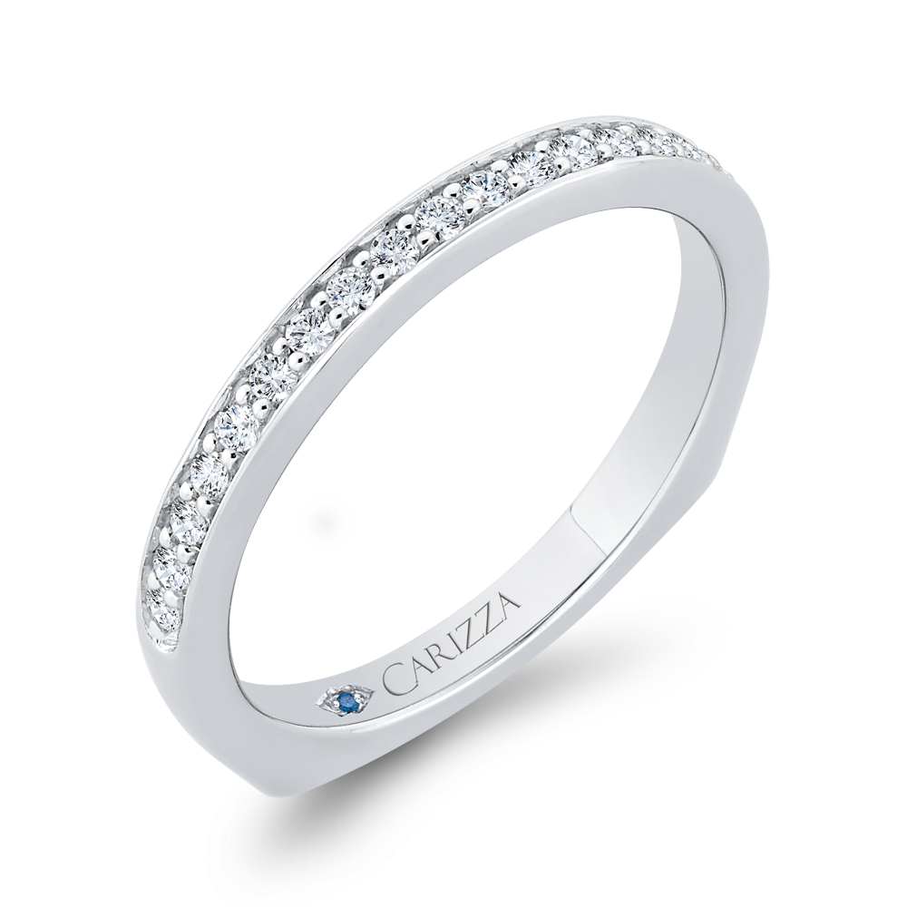 Euro Shank Round Diamond Wedding Band in 14K White Gold