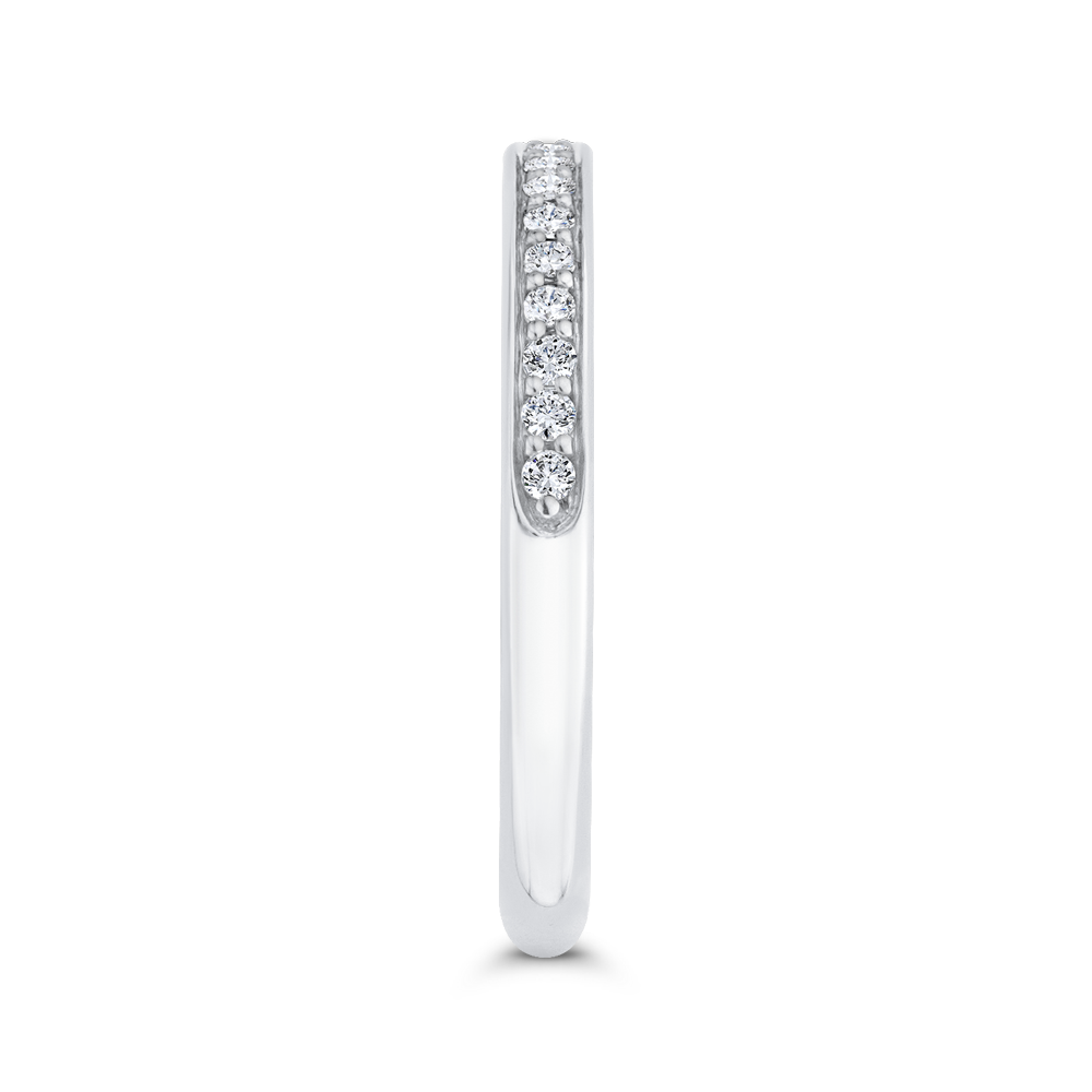Euro Shank Round Diamond Wedding Band in 14K White Gold
