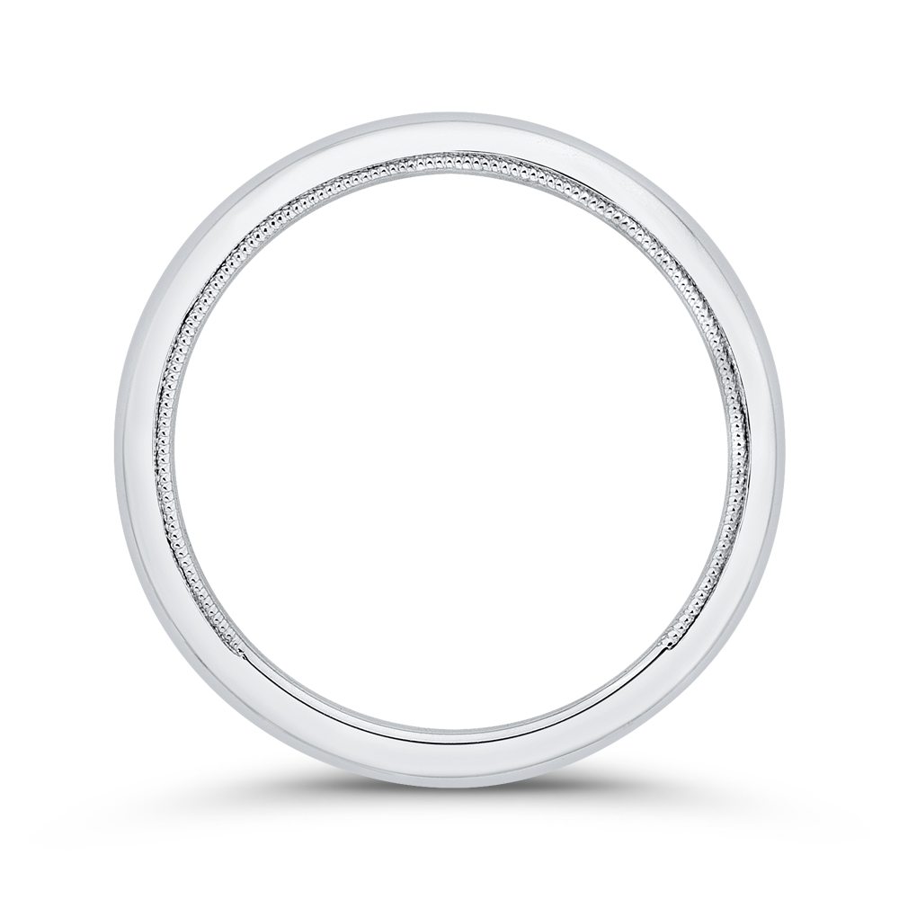Plain Wedding Band with Milgrain 14K White Gold