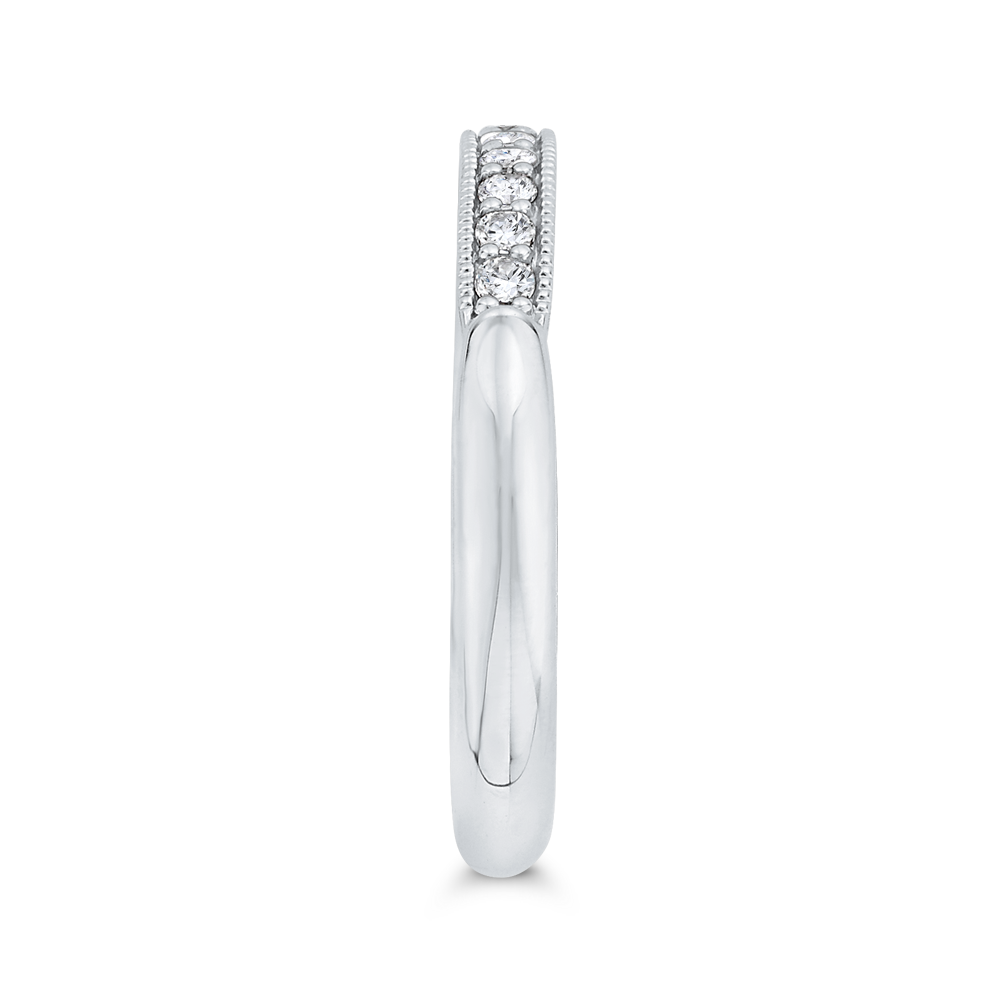 Diamond Wedding Band with Milgrain 14K White Gold