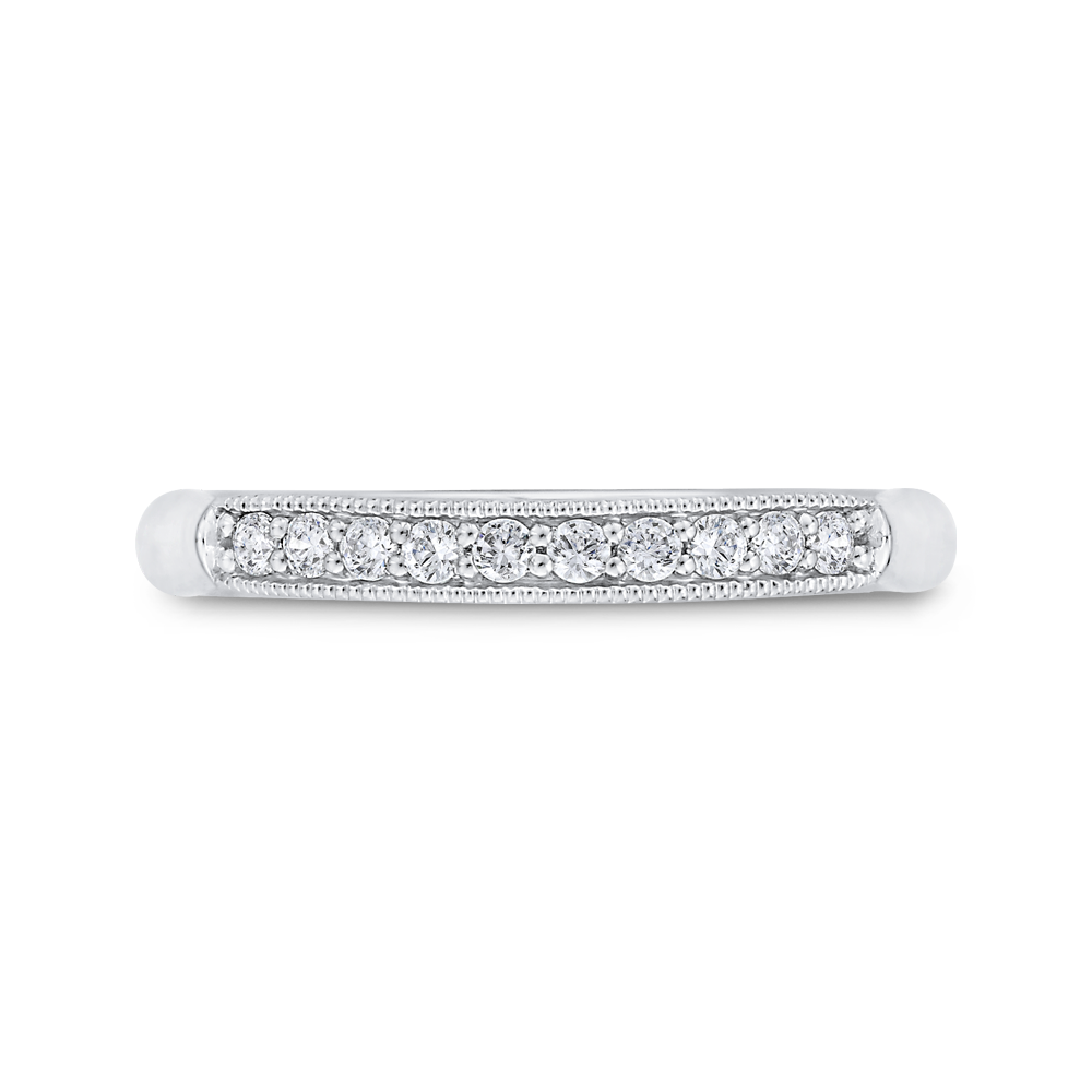 Diamond Wedding Band with Milgrain 14K White Gold