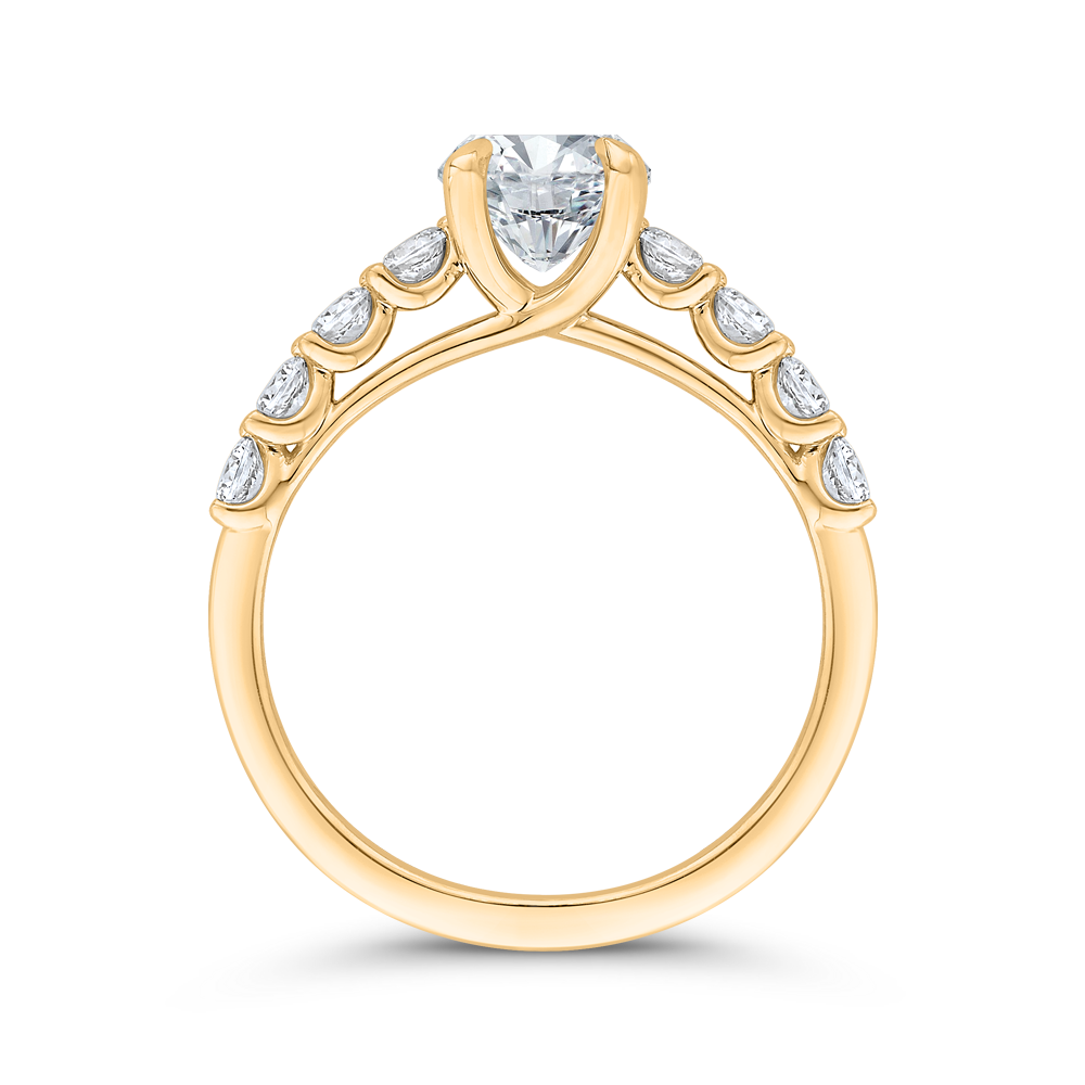 14K Yellow Gold Round Cut Diamond Engagement Ring (Semi-Mount)