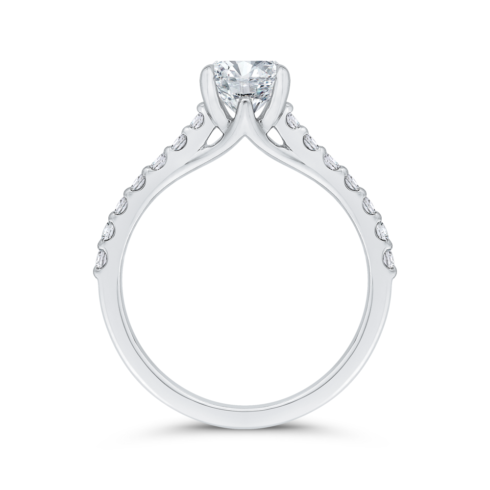 14K White Gold Round Cut Diamond Engagement Ring (Semi-Mount)