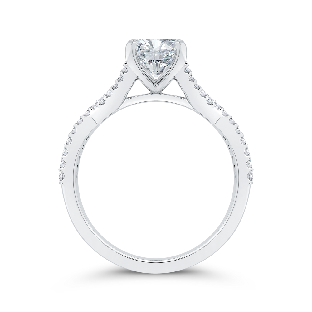 14K White Gold Round Cut Diamond Engagement Ring (Semi-Mount)
