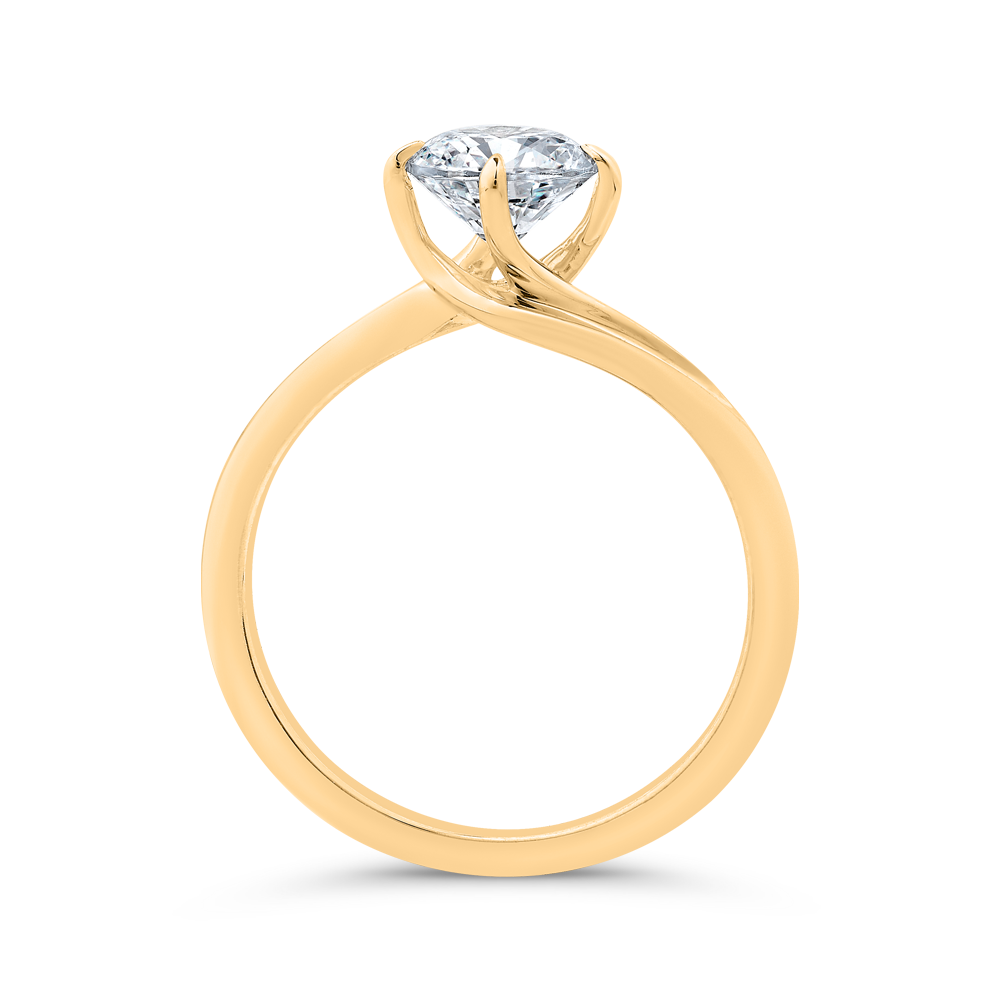 14K Yellow Gold Round Cut Diamond Solitaire Engagement Ring (Semi-Mount)