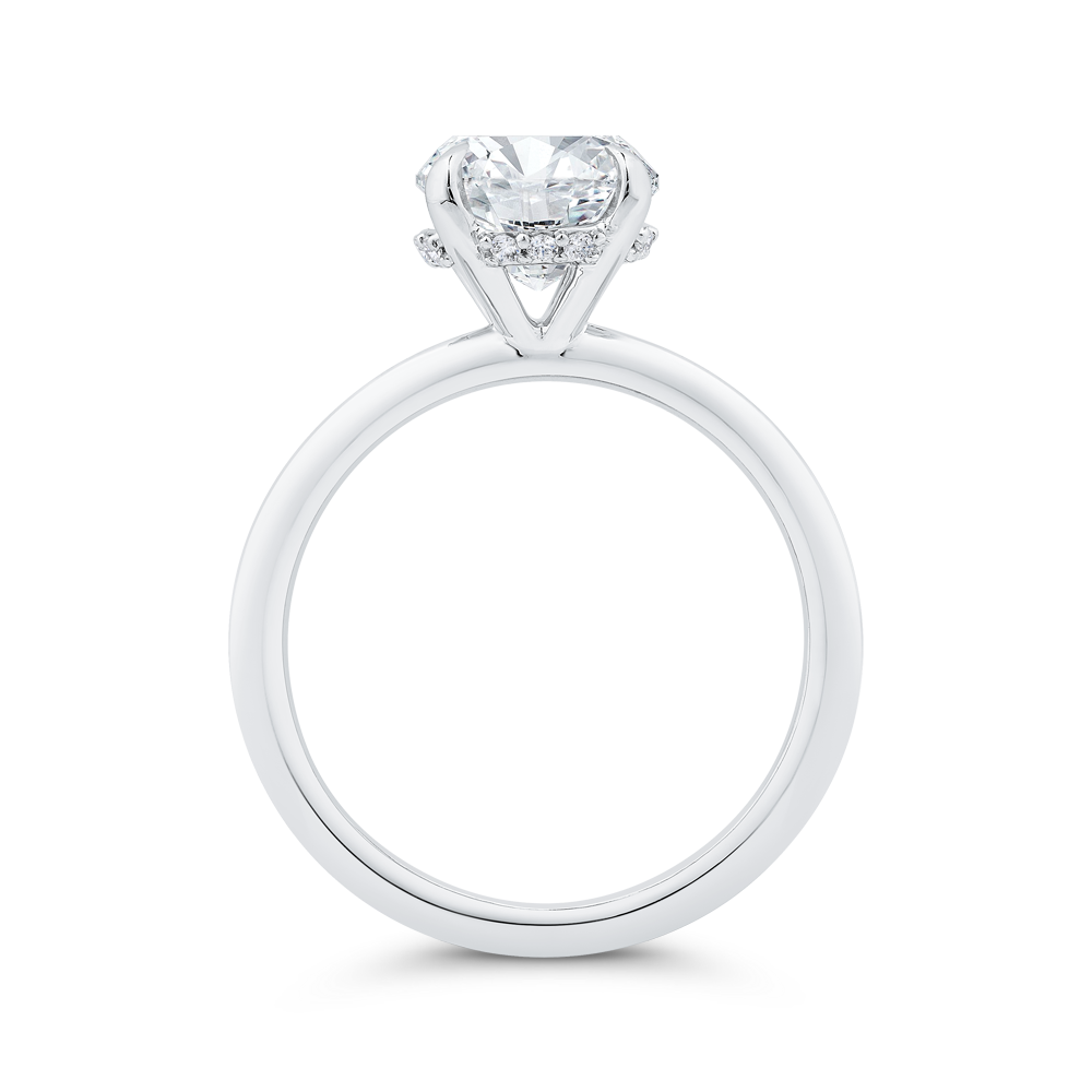 14K White Gold Round Cut Diamond Solitaire Engagement Ring (Semi-Mount)