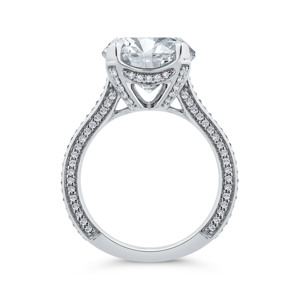 14K White Gold Round Cut Diamond Engagement Ring (Semi-Mount)