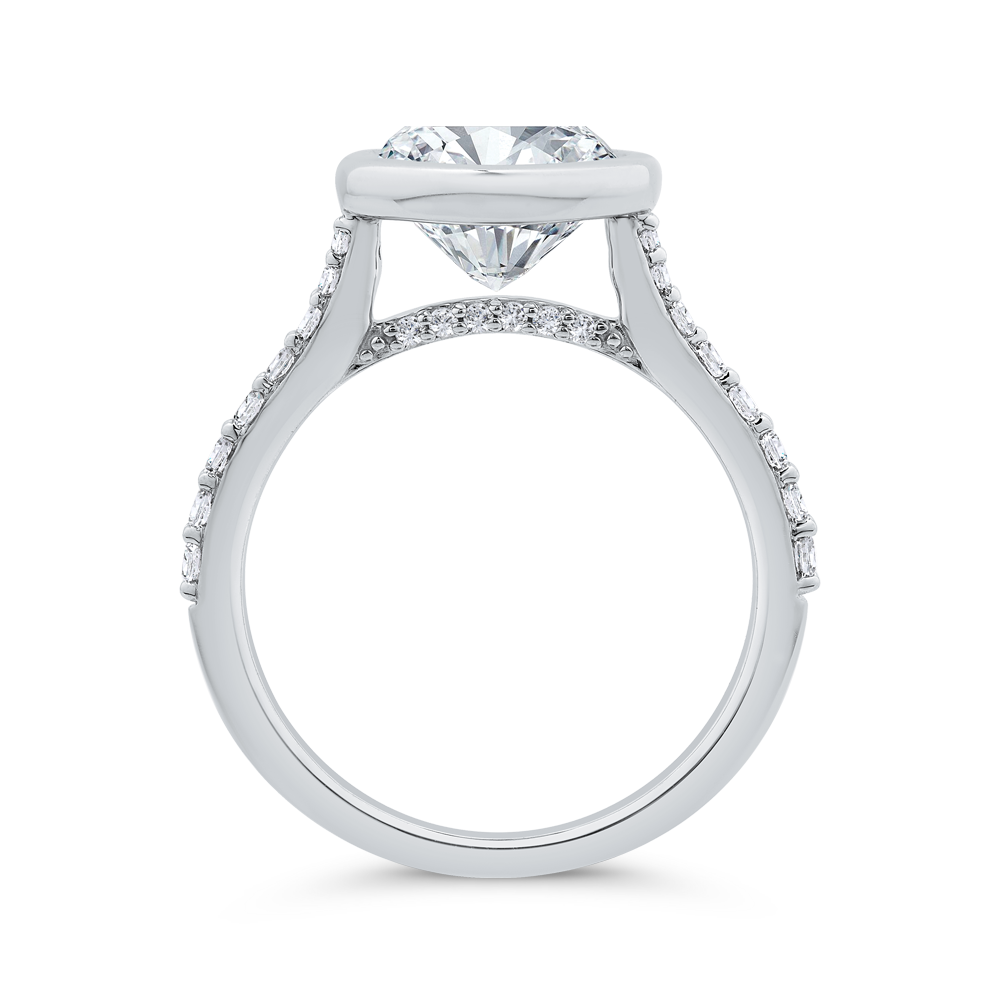 14K White Gold Bezel Set Diamond Wedding Band with Round Shank (Semi-Mount)