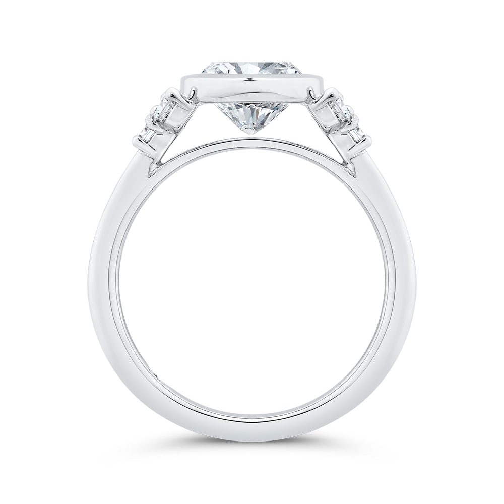14K White Gold Bezel Set Diamond Engagement Ring (Semi-Mount)