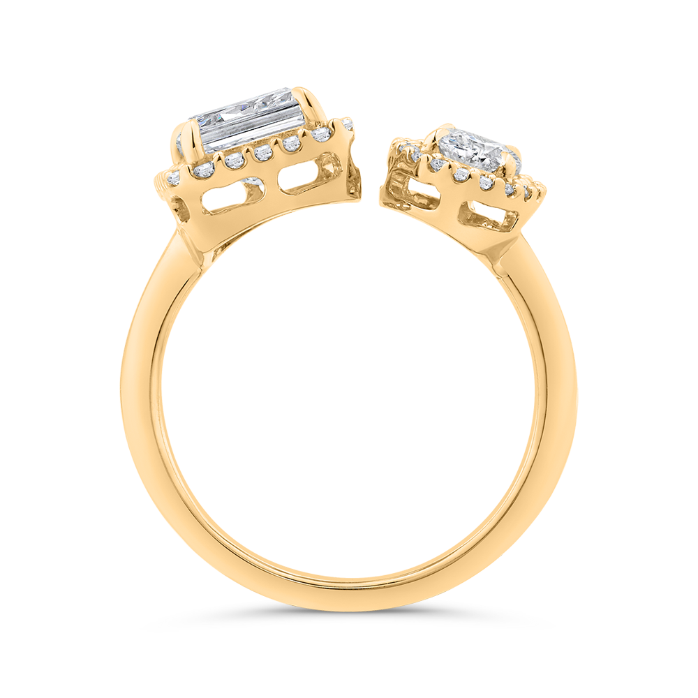 14K Yellow Gold Two stone Diamond Engagement Ring (Semi-Mount)