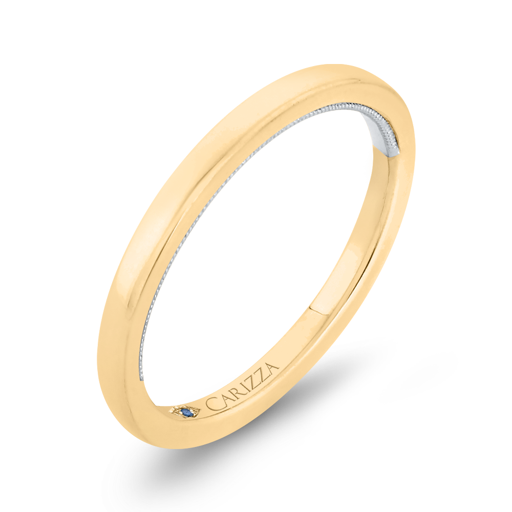Plain Wedding Band in 14K Two Tone Gold