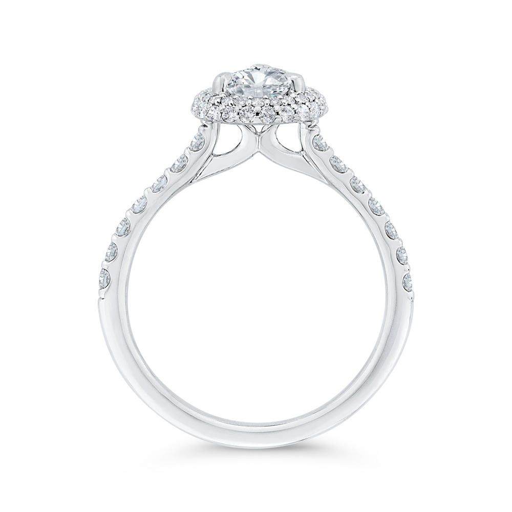 14K White Gold Pear Diamond Double Halo Engagement Ring (Semi-Mount)