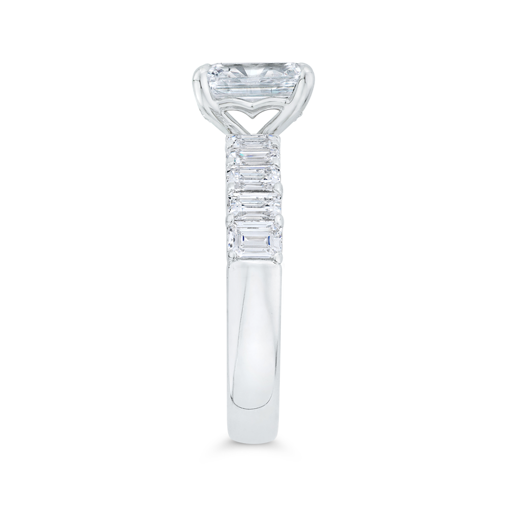 Emerald Cut Solitaire Diamond Engagement Ring in 14K White Gold (Semi-Mount)