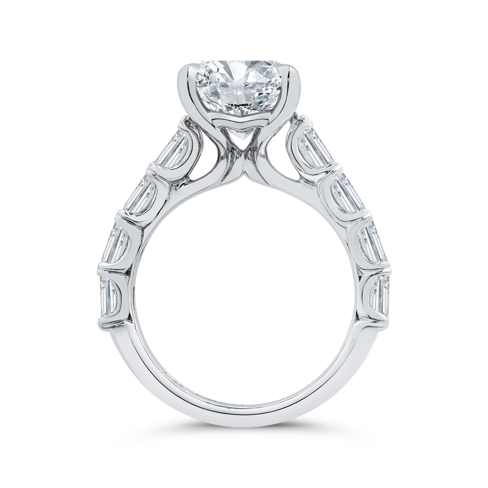 14K White Gold Emerald Cut Diamond Engagement Ring (Semi-Mount)