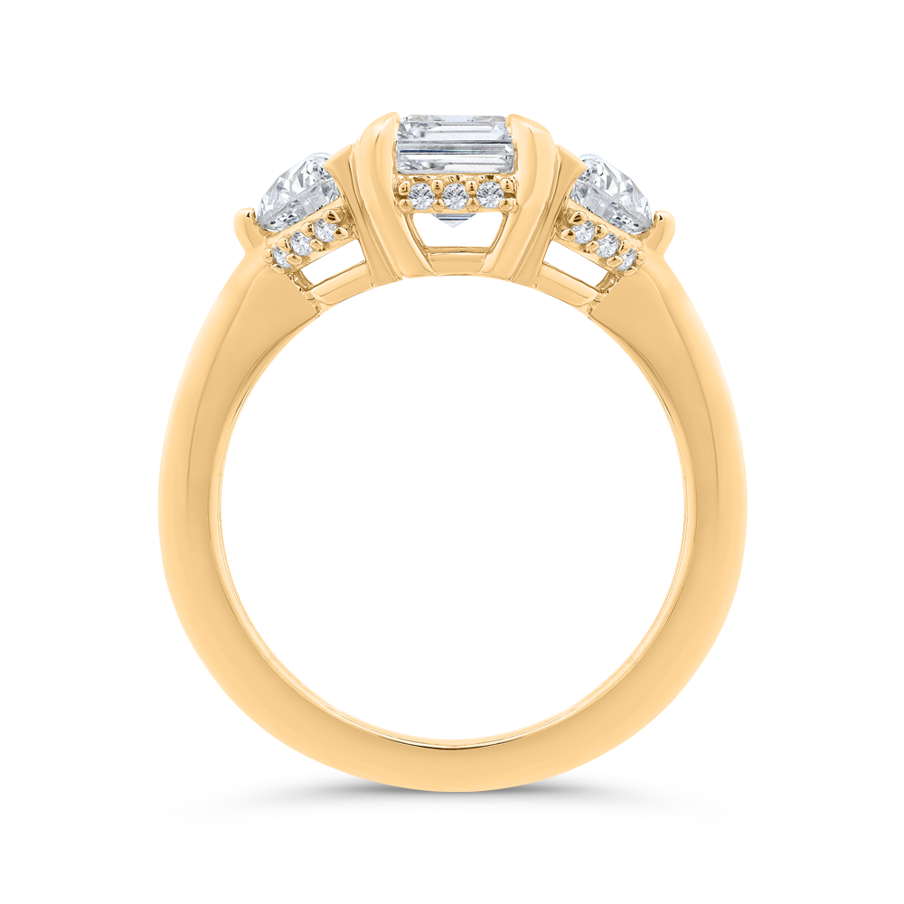 14K Yellow Gold Emerald Cut Diamond Engagement Ring (Semi-Mount)